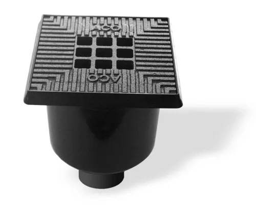 Vloerput kunststof met gietijzeren rand en gietijzeren rooster