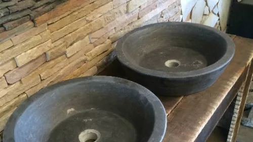 Stones4u Hardsteen wasbak rond taps (759100)